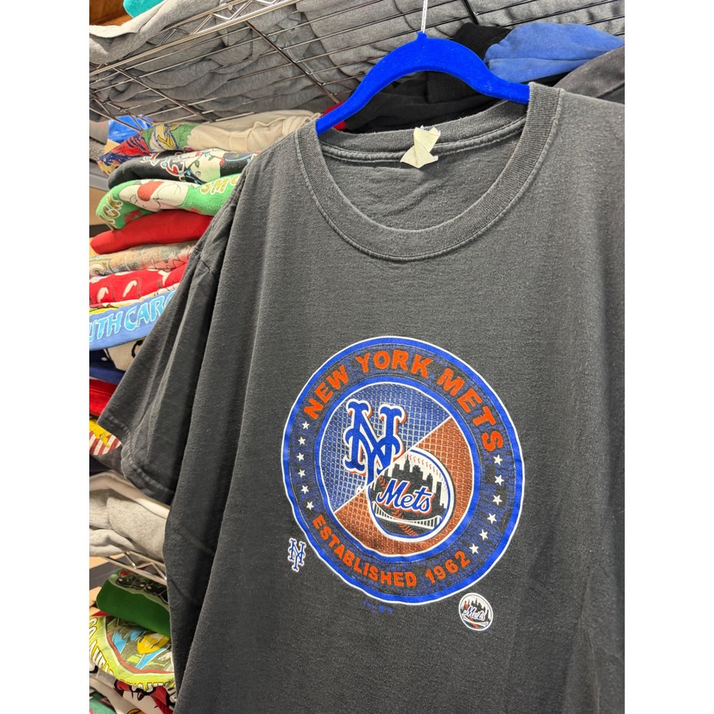 Majestic New York Mets T-Shirt Mens XL Black Graphic Tee MLB Baseball 1130